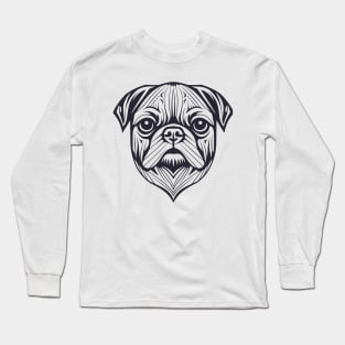 Pug Dog Pet Animal World Furry Friend Vector Graphic Long Sleeve T-Shirt